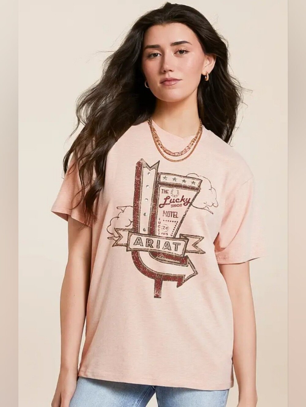 Ariat Heathered Pink Graphic Tee - Clay Roadside - Lucky Shoe Motel Design